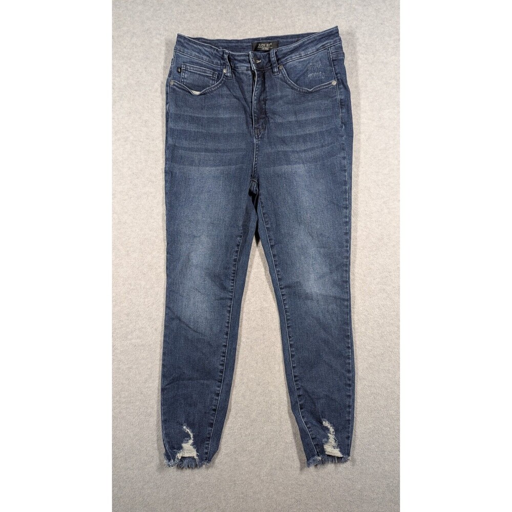 Judy Blue Women Jeans 11/30 Crop Skinny Fit Distress High Rise Stretch‎ Dark